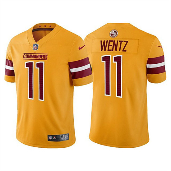 Men & Women & Youth Washington Commanders 11 Carson Wentz Gold Vapor Untouchable Stitched Football Jersey->washington commanders->NFL Jersey